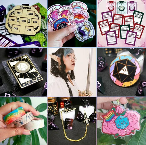 Merch Overview 9 grid picture depicting various merch items